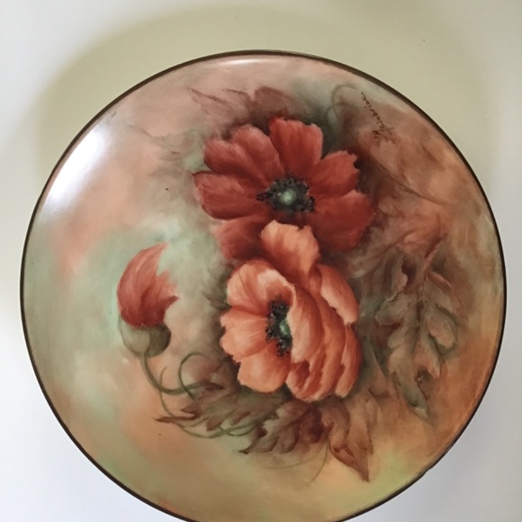 Hand  Painted Floral Plate - Picture 2 of 4